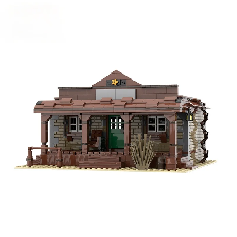 

MOC 51547 Crazy West Desert Sheriff Office Street View Building Blocks Model DIY Bricks Kits Home Decoration Kids Toy Best Gift