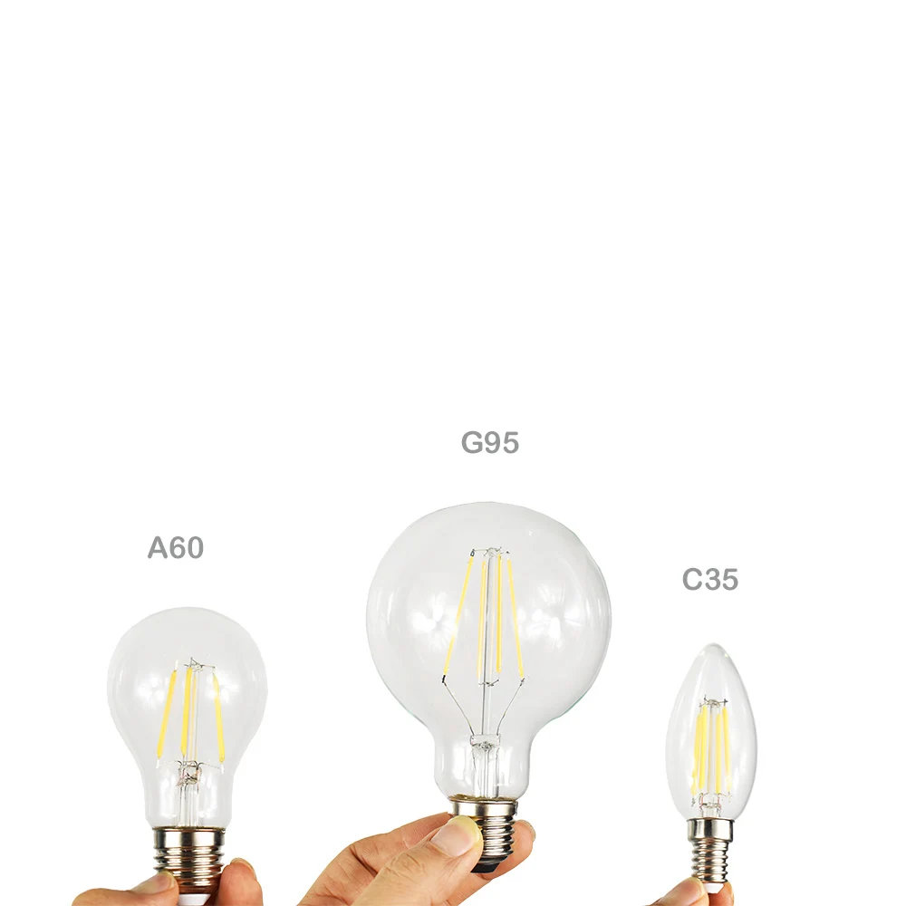 

E27 LED Bulbs A60 G95 C35 Edison Classic Filament Globe Lamp 4W 2700K Warm White For Home Room