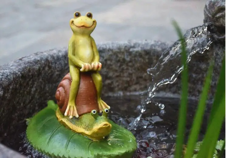 

Outdoor Floating Animal Lotus Frog Resin Ornaments Garden Pond Water Sculpture Decoration Courtyard Rockery Figurines Crafts