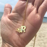 a z flame letter necklace custom initial fire choker personalized alphabet jewelry name pendant necklace for women birthday gift