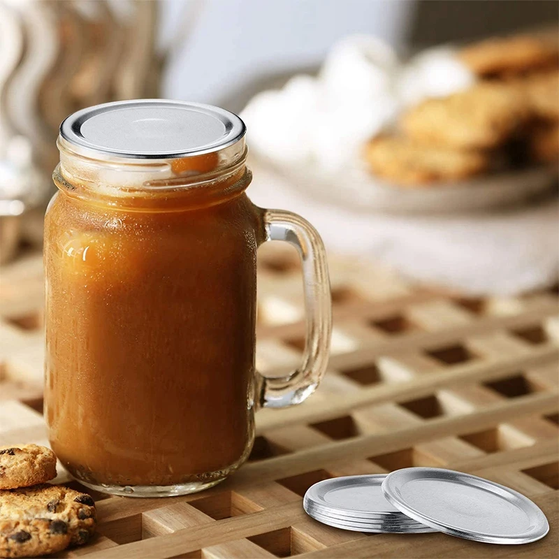 

48Pcs Mouth Mason Jar Leak-Proof Split Lid Sealing Mason Solid Lid Metal Can Lid Suitable for Wide Mouth Mason Jar 70MM