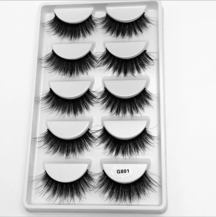 

New 5 pairs of 3D artificial mink eyelashes Naturally thick and long false eyelashes Dramatic false eyelashes
