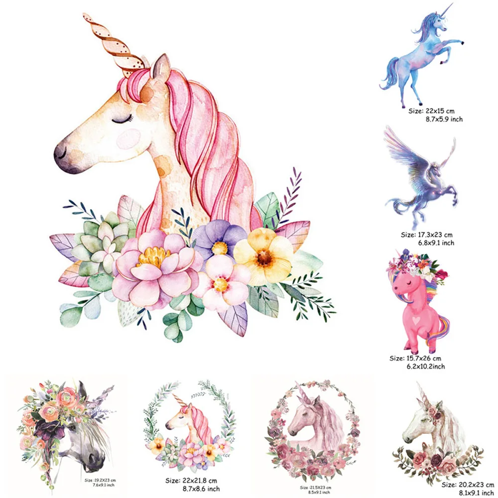 Unicorn Thermal Transfer Patches Iron on Stickers For Clothes Heat Printed Washable Applique Sewing Accessory | Дом и сад
