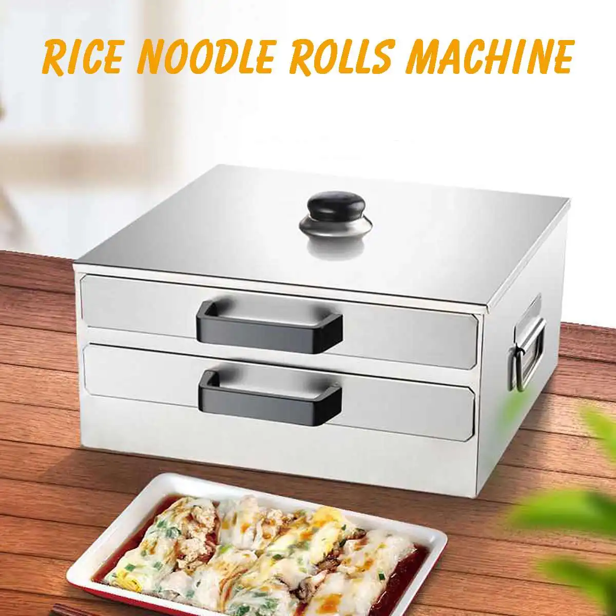 

2/1 Tiers Stainless Steel Rice Noodle Roll Steamed Bun Steam Machine Vermicelli Roll Steaming Furnace Steamer Household