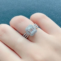 hot sale silver color shiny aaa cz geometric crystal rhinestone zircon ladies ring for women party wedding engagement jewelry