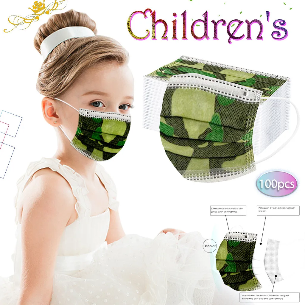 В наличии 50/100 шт. Детские одноразовая маска для лица с принтом в виде маски 3 Слои