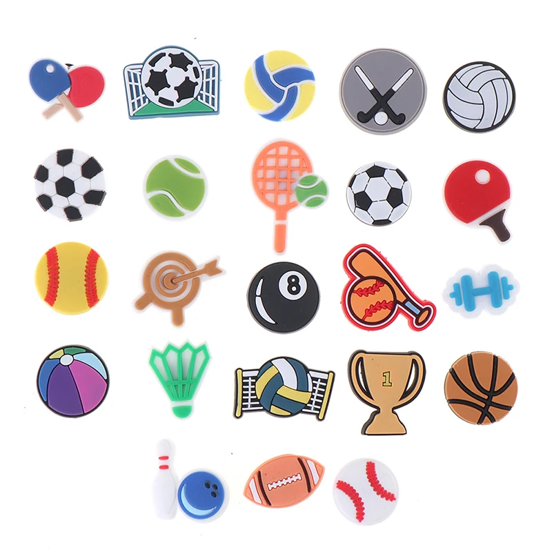 

10pcs Cartoon Sports Style Shoes Charms PVC Basketball/Soccer/Football Shoes Buckle Decoration Kids Party X-mas Randomly