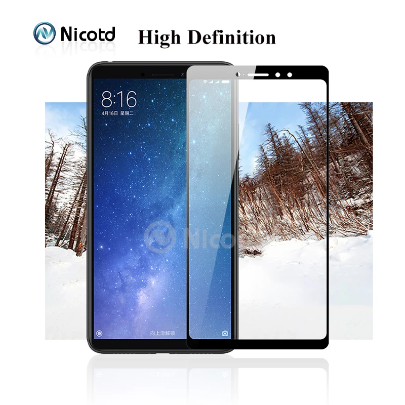 9H Full Cover Tempered Glass For Xiaomi Max 1 2 3 Screen Protector Protective Film Black White Golden Color | Мобильные телефоны и