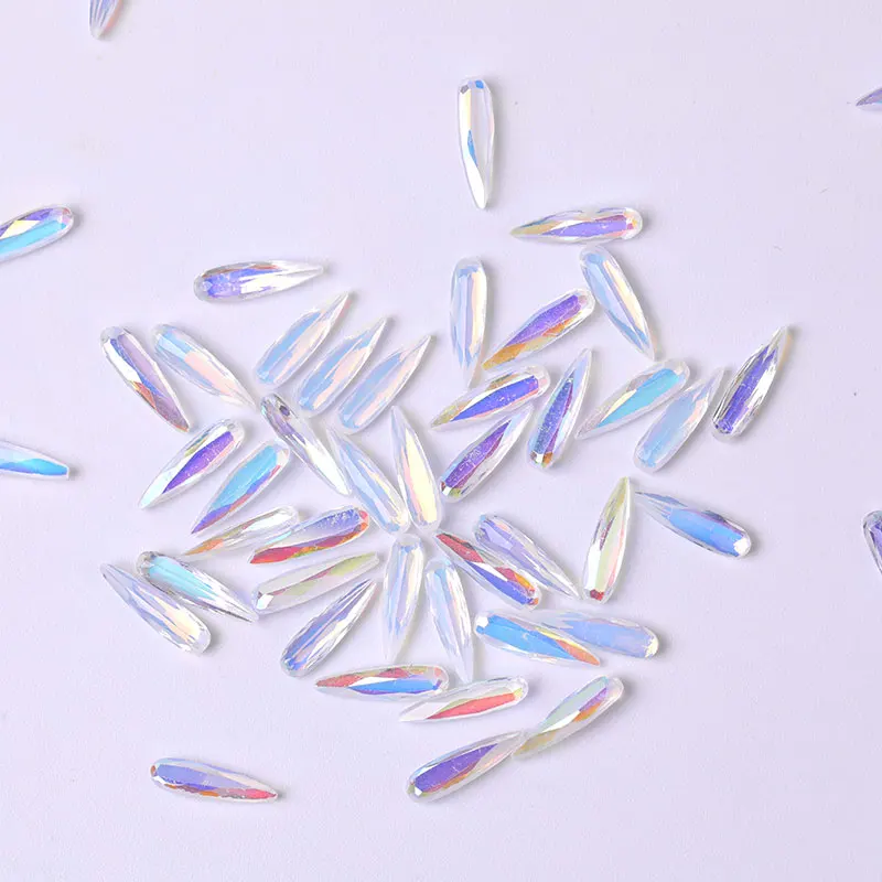 

10 pieces AB nail crystal Rhinestone gems long water drop charms 3D stones Rhinestone Nail Art decorations manicure accessories