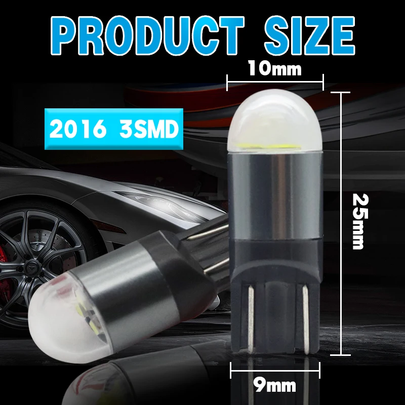 10 шт. Автомобильные светодиодные лампы T10 W5W 2016 3SMD 12 В DC 6500K | Автомобили и мотоциклы
