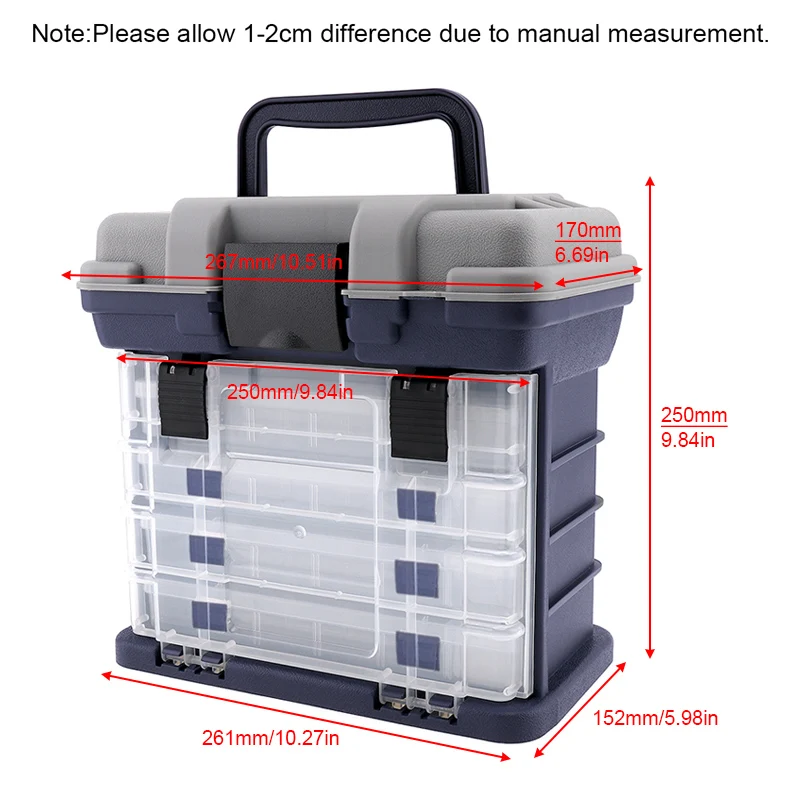 

4 / 5 Layer Portable Carp Fishing Tackle Boxes Fishing Reel Line Lure Tool Storage Box 4 Colors Optional
