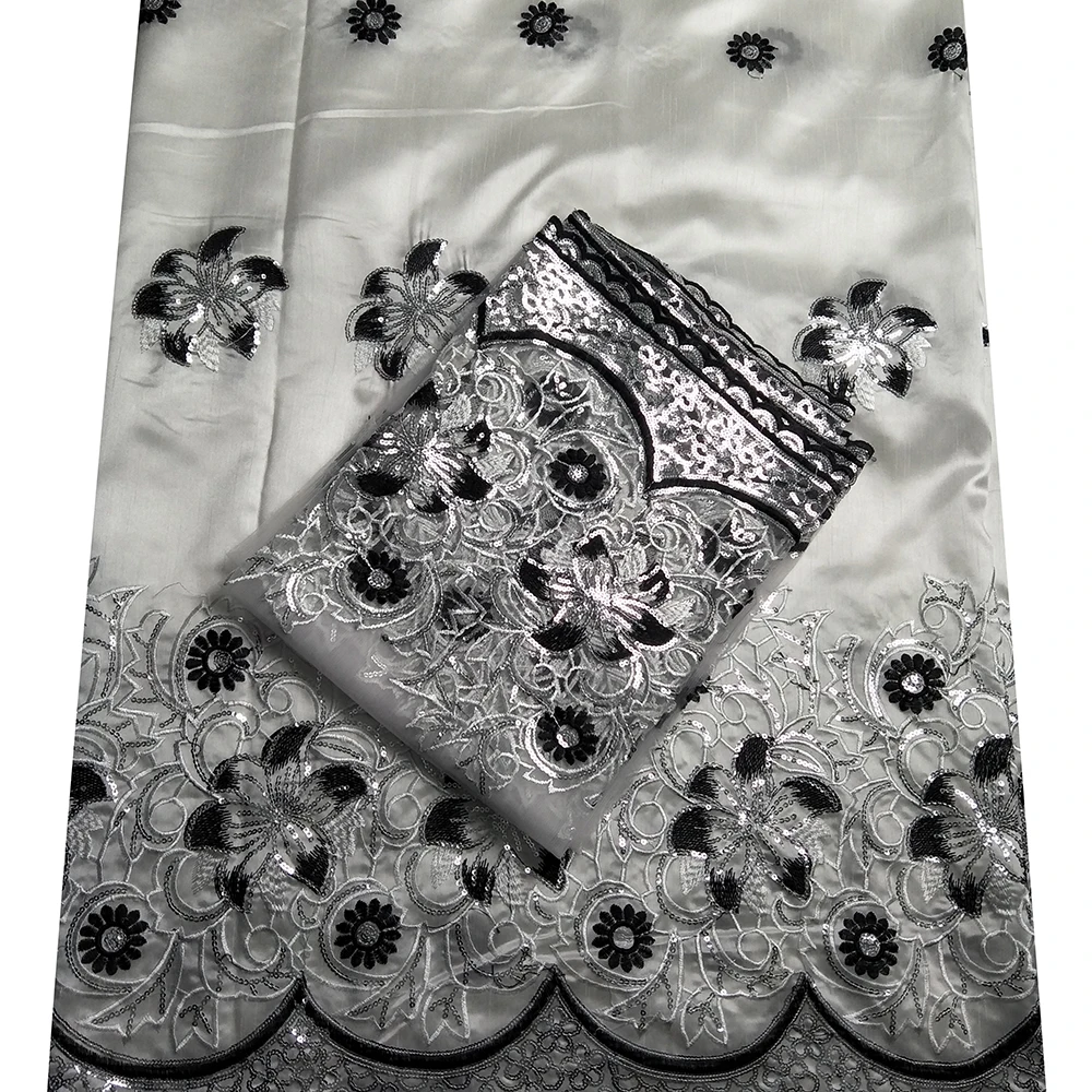 Высококачественная Белая и черная кружевная ткань George Африканский шелк сырец с