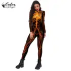 Женский эластичный костюм для косплея, костюм скелета