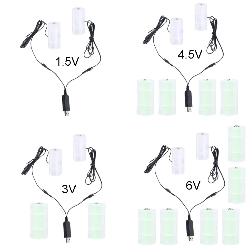 USB к аккумулятору 1 5 В 3 в 4 6 C сменный кабель для замены 1-4 шт. элементов размера