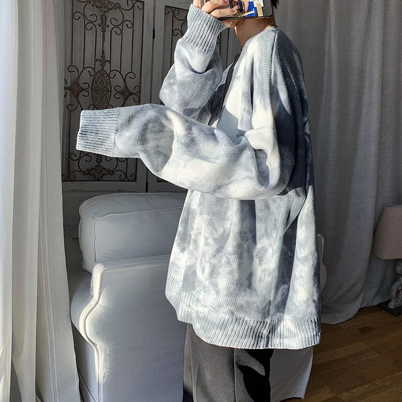 

Fashion Loose Knit Pullover Round Neck Winter Long-sleeved Korean Youth Hedging Casual Color Matching Men's Clothing Sweater