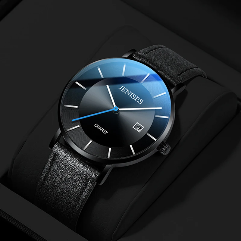 

Classic Leather Strap Black Men's Watches Analog Date Week Luminous Scale Dial relogio Waterproof Sport Wrist Watch For Men Gift