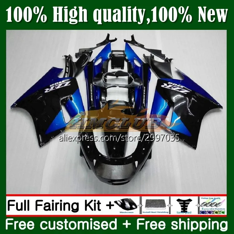 

ZZR1100 For KAWASAKI NINJA ZX 11R ZZR 1100 CC blue black ZX11 R 1No.80 ZX11R 93 94 95 96 97 ZX-11R 1998 1999 2000 2001 Fairing