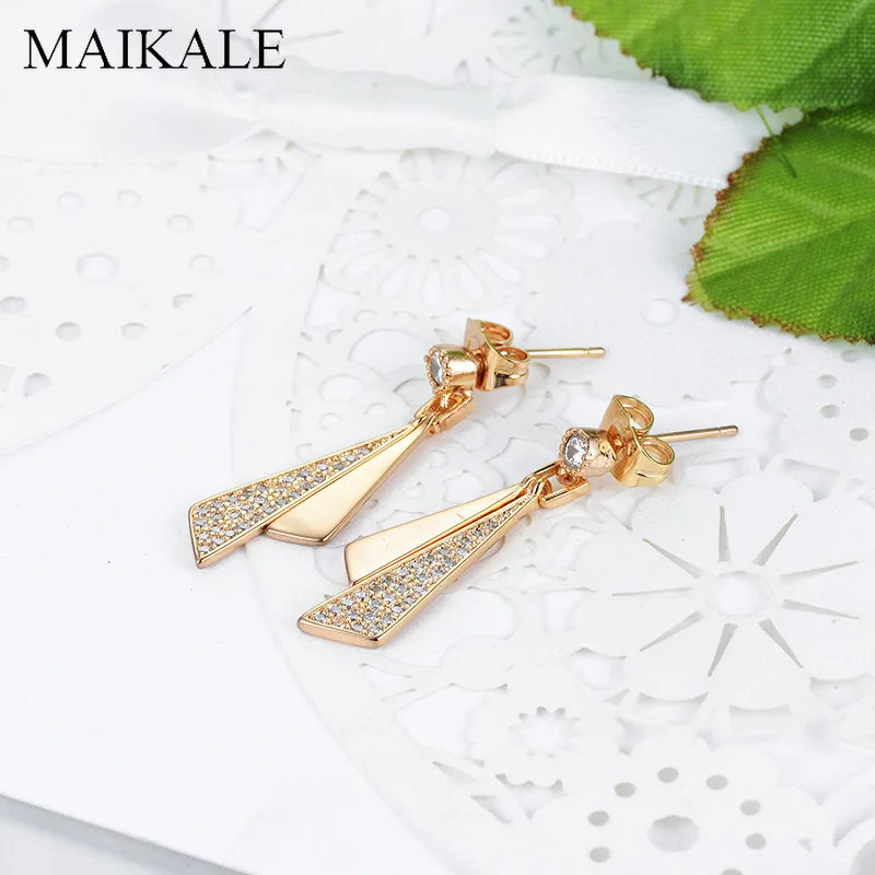 Женские длинные серьги гвоздики MAIKALE золотистые/Серебристые большие с