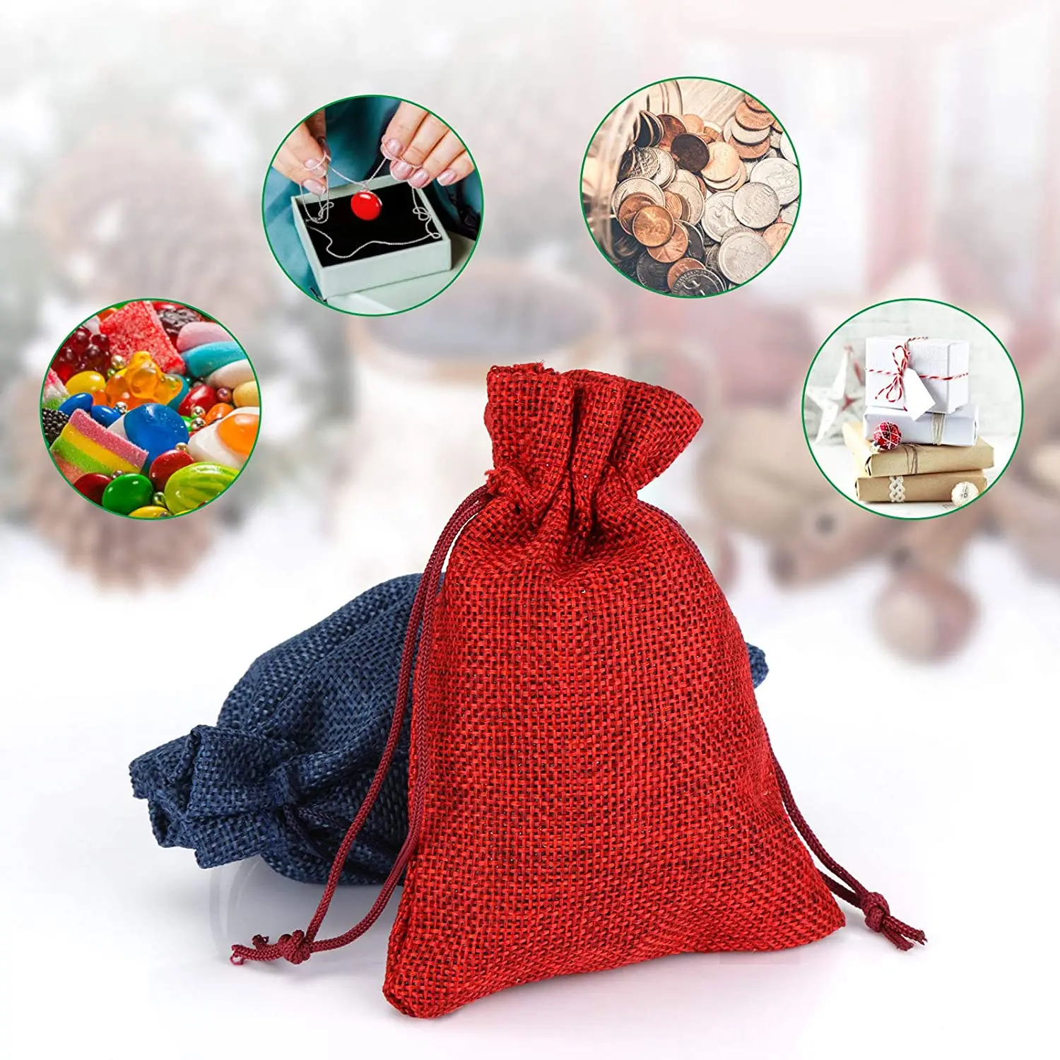 Календарь с навесом на Рождество мешочный подвесной Подарочный пакет обратным