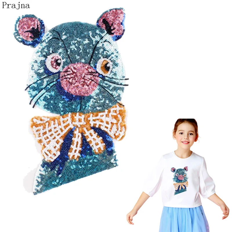 Prajna нашивки с блестками в виде животных кошек аппликация вышитые полосками для