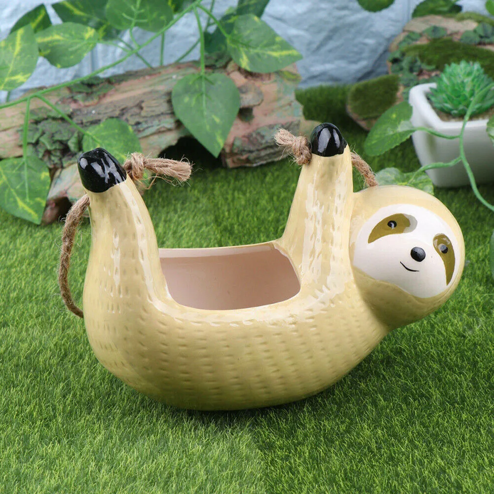 

Hanging Sloth Shaped Planter Garden Ceramic Flower Pot Succulent Plant Container Home SEC88