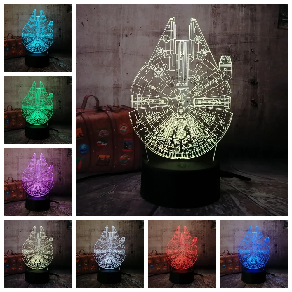 Смотрите фильмы Звездные войны космический 3D светодиодный RGB светодиодный Ночной светильник 7 цветов Изменение сна настольная лампа украшение дома праздник для детей Рождественский подарок