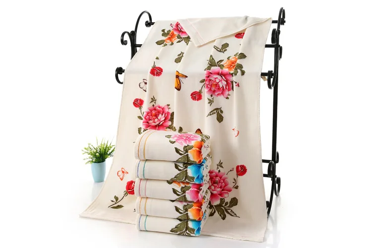 Махровые двухслойные полотенца из хлопка с цветочным принтом 3 шт. в комплекте
