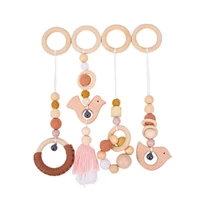 baby play gym frame wooden beech activity gym frame stroller hanging pendants toys teether ring nursing rattle toys decor room