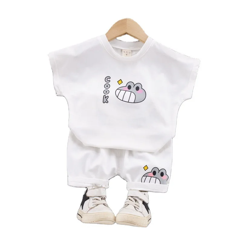 

Новинка, детская одежда, летняя одежда для маленьких девочек, хлопковая футболка и шорты с мультяшным рисунком для мальчиков, 2 шт./компл., по...