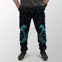 viking style jogger aegishjalmur helm of awe blue edition men for women 3d printed joggers pants hip hop sweatpants