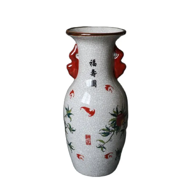 Античный Фарфор Jingdezhen трещина долговечность персиковая фигура ваза украшение