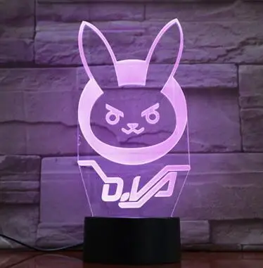 Model 6 Игра Overwatch D. Va Хана Сонг детский ночник светодиодный сенсорный датчик украшения спальни свет подарок на праздник OW 3d ночник Dva прикроватная - Испускаемый цвет: Model 6
