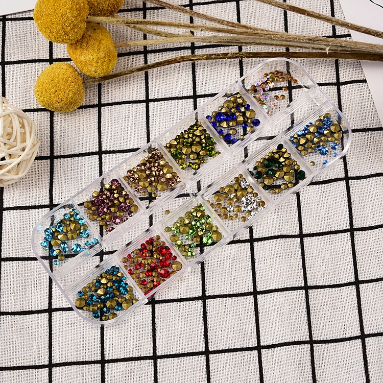 

10Box/Lot Mix Sizes Colorful Point Back Nail Designs Diamond Stone Nail Art Supply Wholesale