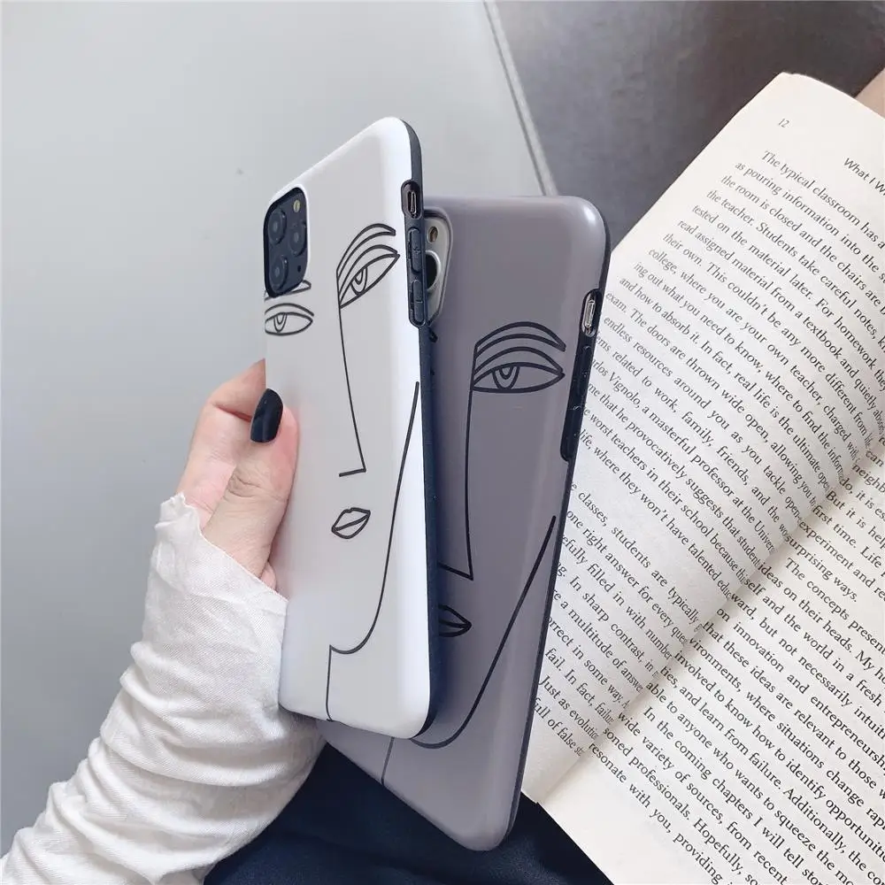 Простой художественный Рисунок линии лица белый чехол для телефона iPhone XS 11 Pro MAX XR