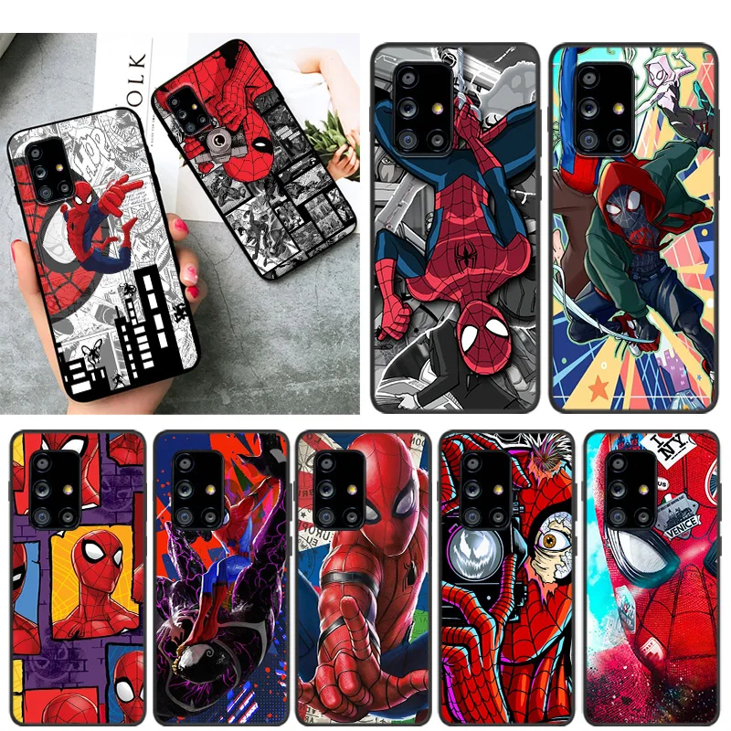 

Anime Spiderman Marvel For Samsung A01 02 02S 11 12 21 21S 22 31 32 41 42 51 72 S20 Ultra Plus 4G 5G Black phone Case