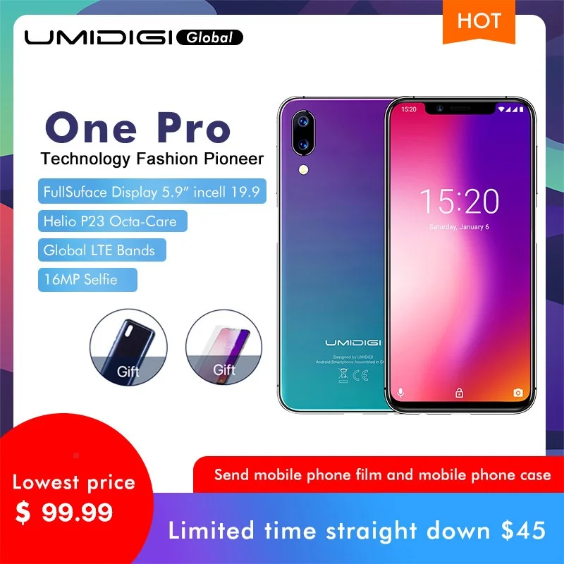 UMIDIGI One Pro Global Band 5 9 &quotAndroid 8 1 мобильный телефон с беспроводной зарядкой 4 Гб 64 P23