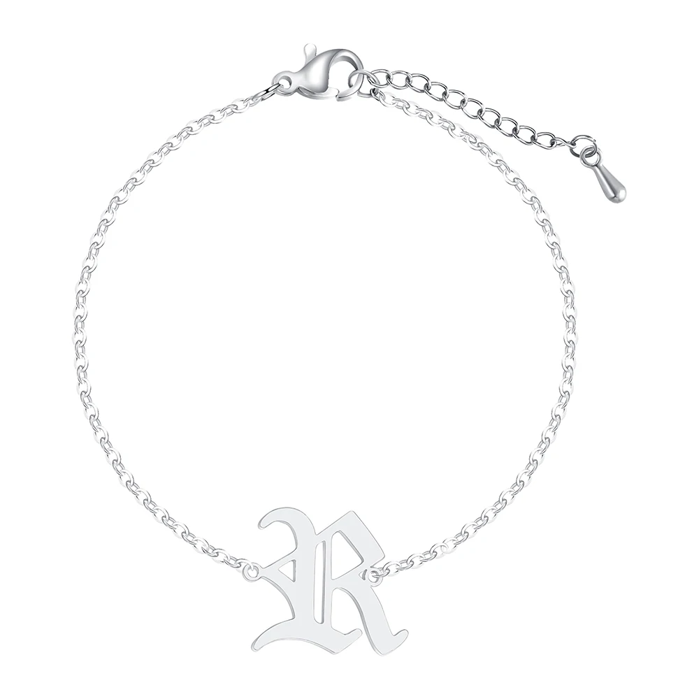 Старый Английский алфавит R письмо браслет для женщин Мода шрифт капитал A Z
