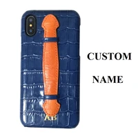 custom name initials letter genuiune leather strap case for iphone x xs max xr se2 se 2020 7 8 plus luxury croco phone cover