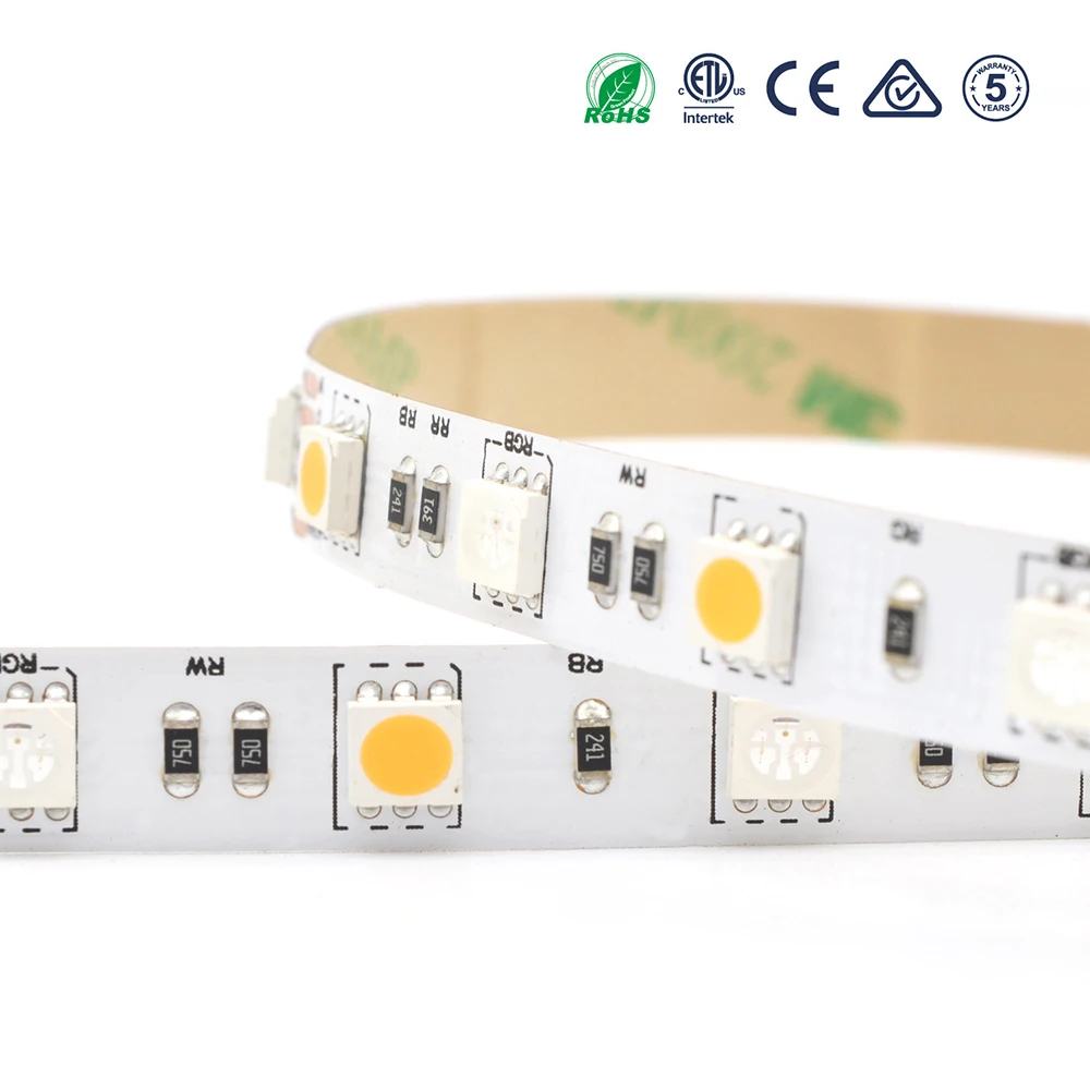 Гибкая светодиодная лента 5050 RGB + Вт с 2 светодиодами 24 В постоянного тока 60