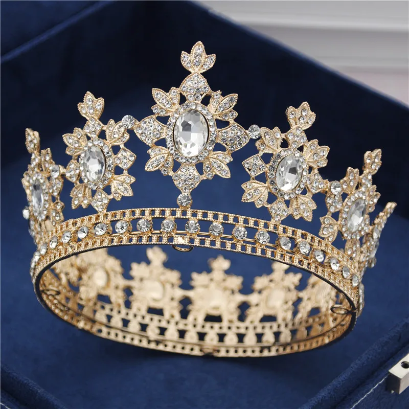 Gold White Роскошные Королевские Свадебные короны невесты диадемы и короны королевские украшения для волос кристалл диадема выпускного вечера головной убор аксессуары для торжеств - Окраска металла: Gold White