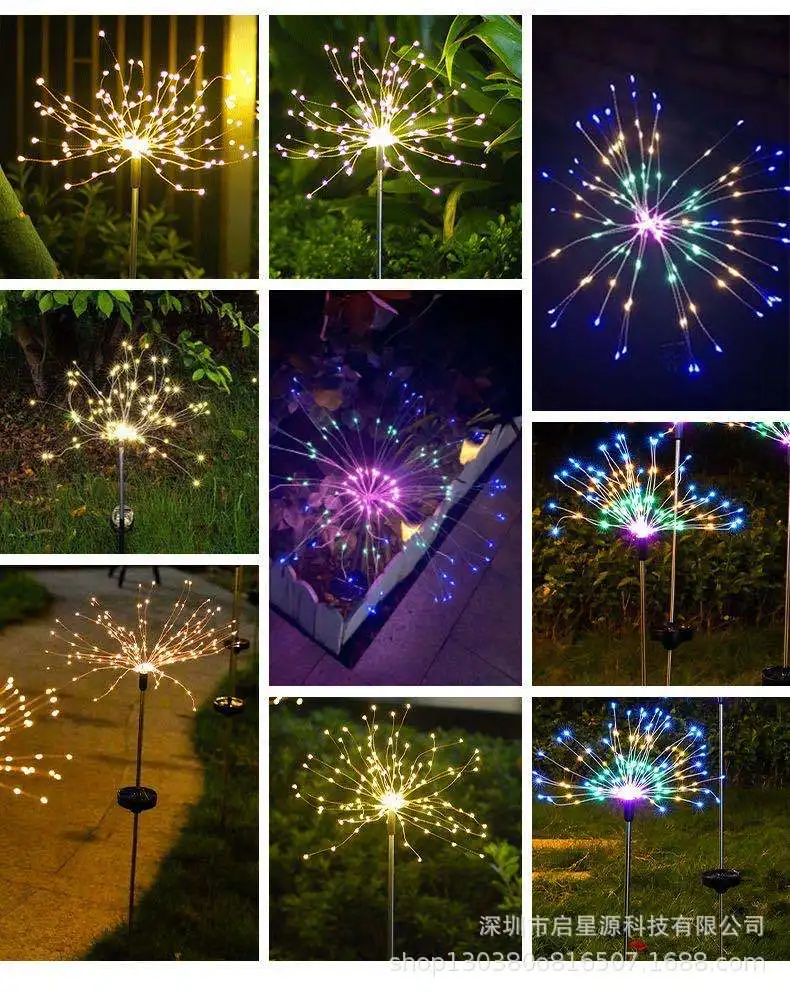 

90/150 LED Solar Firework Lights Outdoor Waterproof Fairy Garland Light String Garden Lawn Street Holiday Christmas Decoration