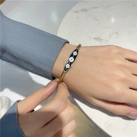 retro niche design enamel daisy flower charm bracelet bangle for women birthday gift lady 2021 fashion jewelry m6127