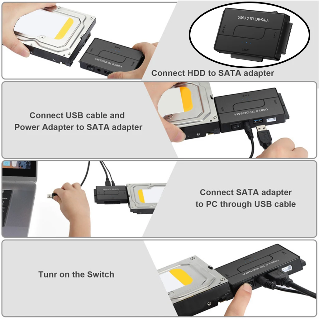 Внешний адаптер SATA/IDE к USB 3 0 функция One Touch резервного копирования восстановление