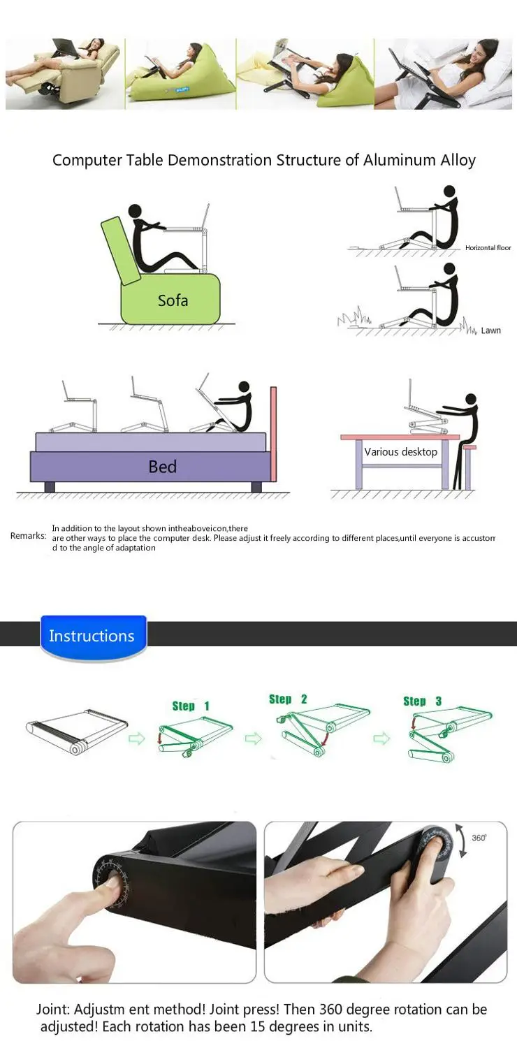 Портативный складной регулируемый стол для ноутбука Настольный компьютер mesa para