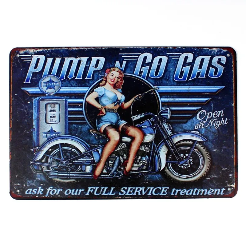 

Pump Go Gas Tin Sign Metal Plate Motor Oil Retro Art Painting Bar Pub Garage Store Hotel House Wall Decor Metal Poster