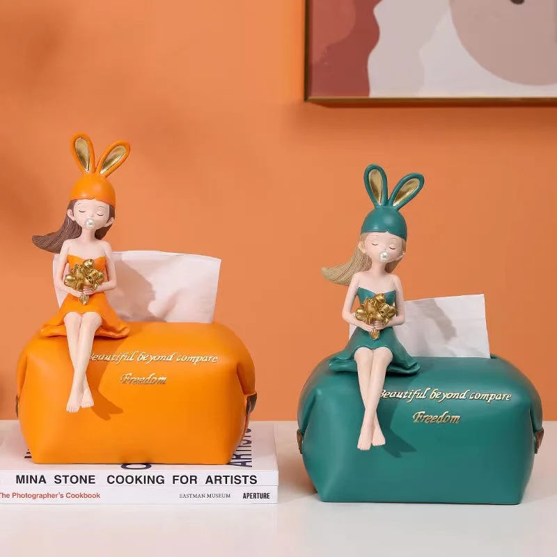 

Creative Flower Girl Cute Tissue Box for Dining Table Living Room Bedroom Kitchen and Household Light Luxury Decorations