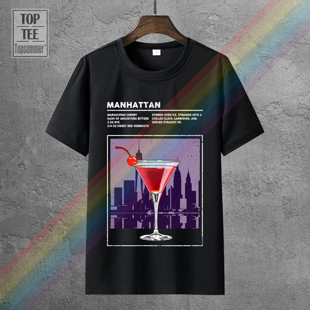 

Manhattan T Shirt Mixed Drink Cocktail Alcohol Bartender Booze Happy Hour Liquor 2018 Fashion Tops Streetwear T Shirt Solid Colo