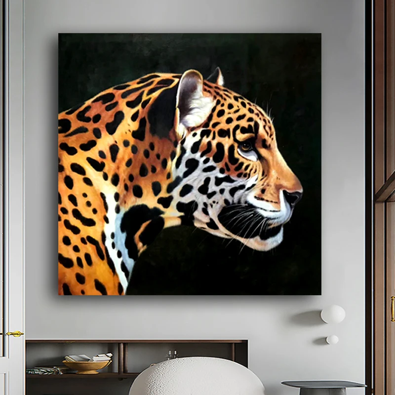 Beste 100% Hand Geschilderd Realistische Luipaard Hoofd Schilderen Op Canvas Wall Art Frameloze Foto Decoratie Voor Live Kamer Home Decor Gift