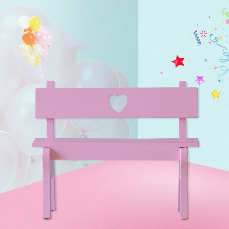 

2Pcs Doll House Home Fairy Dollhouse Wooden Chair Miniature Simulation Furniture Bench DIY Craft Decoration