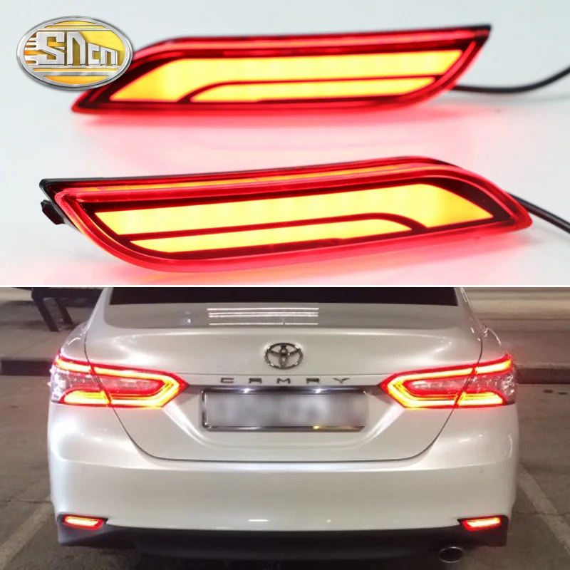 

2 шт. для Toyota Camry 2018 - 2020 3-в-1 функции 12V светодиодный бампер светильник задний противотуманный фонарь стоп-сигнал светильник сигнала поворота ...